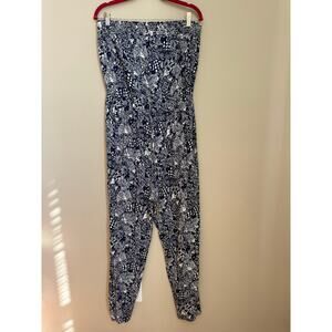 Lilly Pulitzer for Target Strapless Pantsuit | XL | Blue Print Drawstring Waist